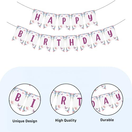 Image of Party Propz Butterfly Theme Birthday Decoration Kit - 132 Pcs, Multicolor Balloons, Butterfly Foil Balloon, Banners, Caps, Thank You Cards & Photo Props, Pink Theme Decorations for Girls