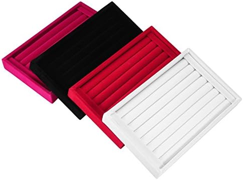 Salmue Fashion Ring Display Box, Jewelry Display Tray Organizer Earring Holder Case Box Showcase for 7 Slots Can Hold 50-70 Rings