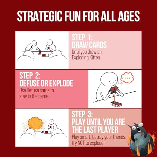 Image of Exploding Kittens aka Billi Boom Boom | Officially Licensed | Original Edition - Hilarious Game for Family Game Night - Funny Card Games for Ages 7 and Up - 56 Cards - 2-5 Players - 15 Minutes of Play