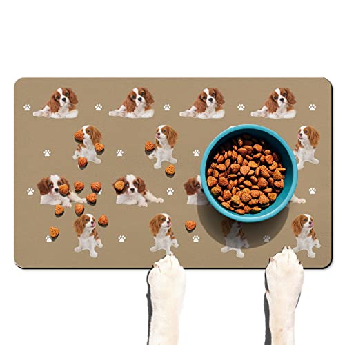 Funny King Charles Cavalier Dog Bowl Mat,Non Slip Dog Placemats ...