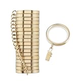 MODE Cambria Designer Series - Premium Easy Glide 18 Count Curtain Rings - Metal with Smooth, Quiet Nylon Inserts with Clips - 2 inch Diameter (1-5/8 inch Inside Diameter) - Brushed Gold