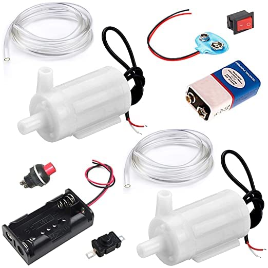 S P Submersible Mini water pump with 9v, AA Holder, Switch and pipe complete set (Multicolour)