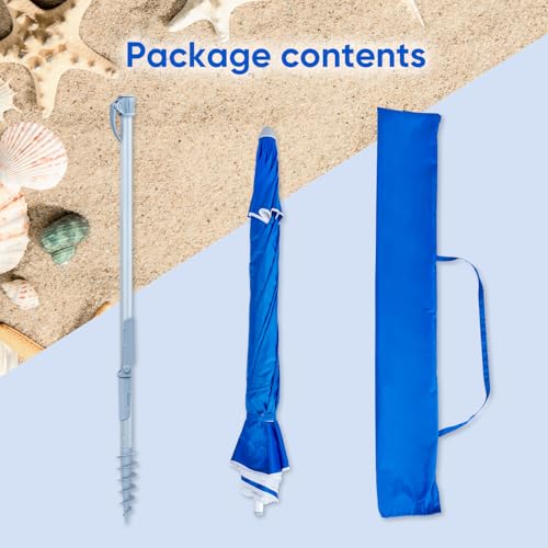 Image of Tempera Heavy Duty High Wind Beach Umbrella with Sand Anchor & Carry Bag | Patio Outdoor Umbrella with Aluminum Frame and Push Button Tilt, Ideal for Garden Lawn, UPF 60+