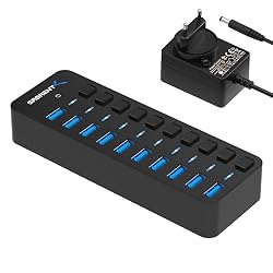 SABRENT USB Hub 10 Port Powered USB Docking Station 60W, …