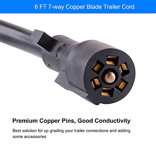 MOCW 6 Foot 7 Pin Trailer Plug Wiring Harness 7 Way RV Trailer Cord Wire with 7 Gang Waterproof Junction Box - Thumbnail 5