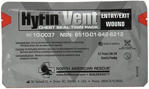 North American Rescue Hyfin Vent Chest Seal, Original Version 2 Count (Pack of 1)
