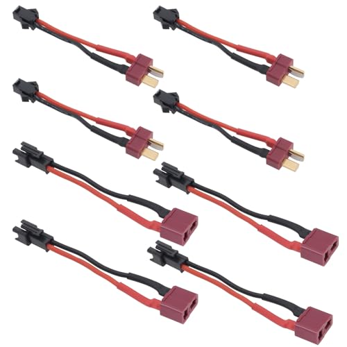 OliRC 4-Pack EC2 Male To T-Plug Female Adapter Cables - 5cm 16AWG Wire, For RC Car/Battery/ESC Connections