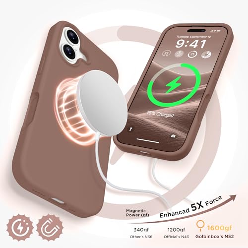Image of GolbinBox Magnetic for iPhone 17 Case, Silicone Cover, Brown