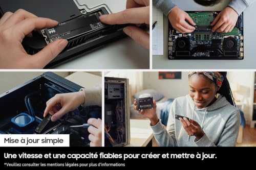 Samsung SSD Interne 990 NVMe M.2 PCIe 4.0 x4 NVMe 2.0, 1 to, Vitesse de Lecture jusqu'à 7250 Mo/s, MZ-V9V1T0BW