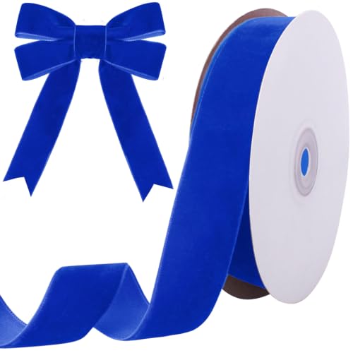 Image of Tsorode 10 Yards Royal Blue Velvet Ribbon for Christmas Tree,1 Inch