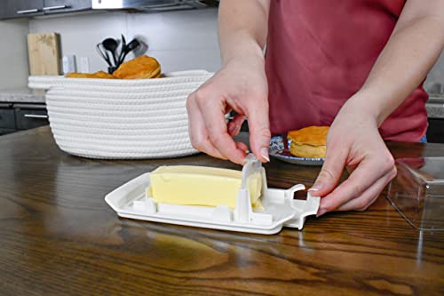 Izoi-Plastic Butter Dish With Lid For Countertop And Refrigerator-Butter Keeper, Holder, Tray, Container And Storage Set With Flip-Top, Wide, Small, Covered Design, Food Safe, Dishwasher Safe #TOP3