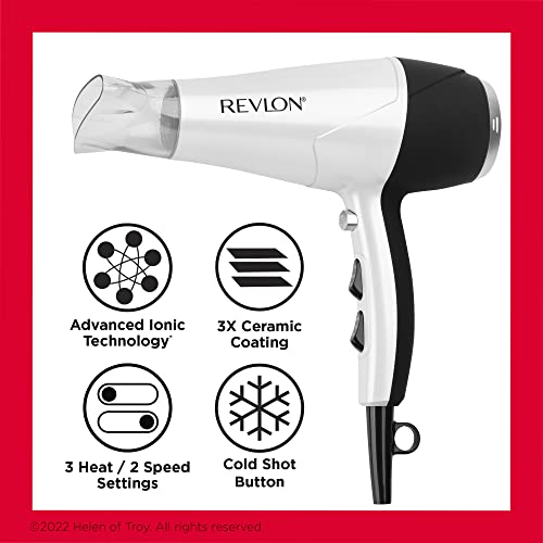 REVLON Volume Booster, Hair Dryer with Curl Enhancing Diffuser | Increase Volume, Decrease Frizz and Damage, Fast Drying, 1875 Watts (White) by REVLON - Image 6
