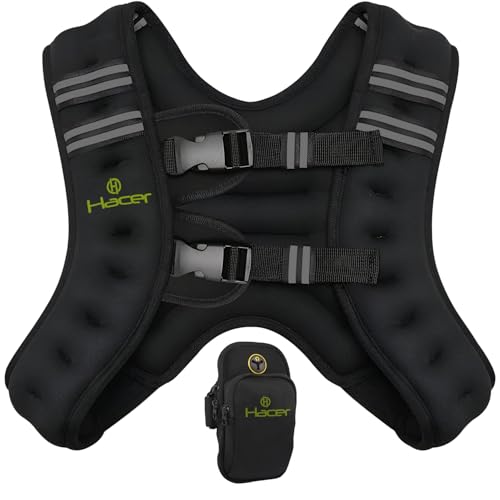 Image of HACER Weighted Vest with Sand Filling Strength Training Equipment Adjustable Straps Pockets Weights for Men and Women Gym Workout Running (Pack of 1, Black, 5kg)