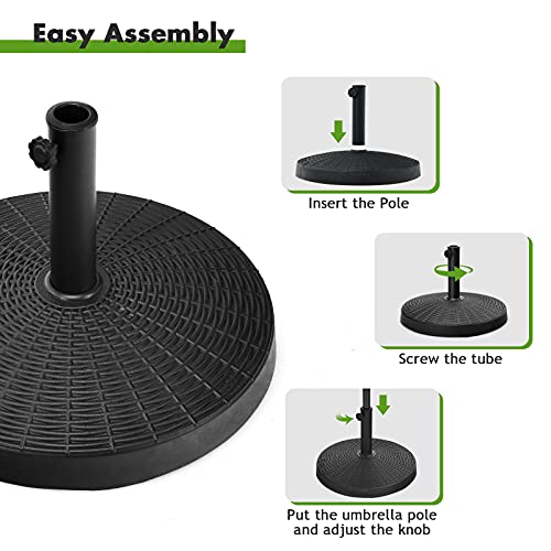 Giantex 49 Lbs Patio Umbrella Stand, 20.5 Inch Round Umbrella Base For 1.5'' Or 1.9'' Diameter Pole, Outdoor Umbrella Holder For Poolside, Backyard, Garden, Market, Imitated Rattan Style, Black #TOP3