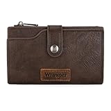 Wrangler Wallet for Women Bifold Card Holder with Zipper Pocket Ladies Clutch Purse with ID Window Coffee WG119-W002CF
