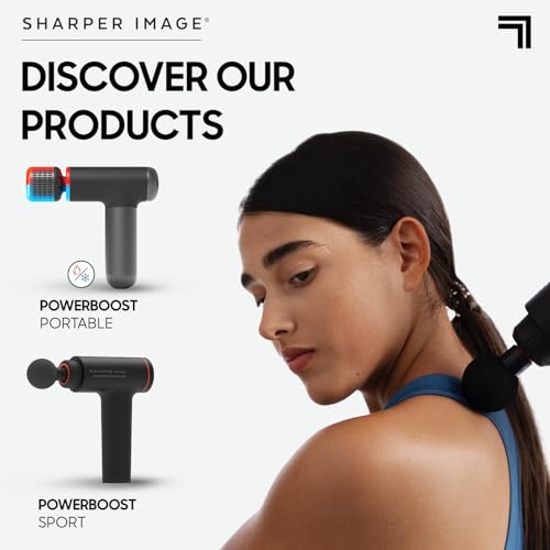 Sharper Image Power Percussion Move Edge Portable Lite - Muscle Massage Gun, Percussion Massager with 4 Speeds, 4 Attachments, USB-C Rechargeable - Portable Deep Tissue Massager for Muscles, Black - Image 4