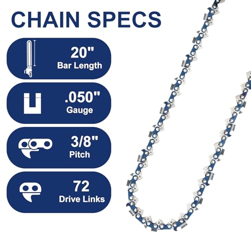 Image of 3 Pack 20 Inch Chainsaw Chain 3 /8 inch .050 inch 72 DL Fits husqvarna 455 rancher