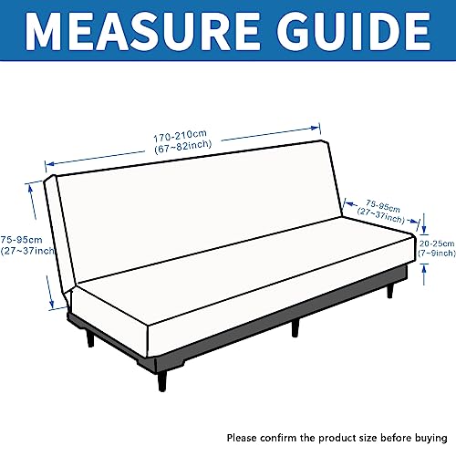 XINEAGE New Futon Cover Stretch Armless Sofa Bed Cover Anti-Slip Furniture Protector Without Armrests Slipcover with Elastic Bottom Coffee by XINEAGE - Image 6