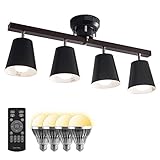 VENTOTA シーリングライト 4灯 調光 LED リモコン付き 天然木 シーリング スポットライト 6畳 8畳 10畳 12畳 おしゃれ 北欧 リビング 天井 ダイニング 照明 照明器具 和室 寝室 Ocellus BK st416342