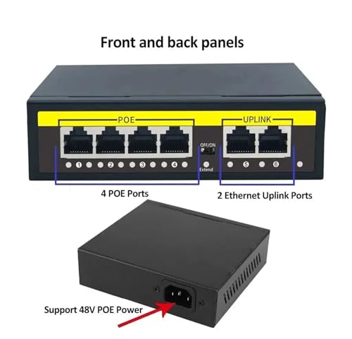 48V POE Switch 100Mbps Ethernet Switch con Inyector de 4 Puertos RJ45 miniatura 3