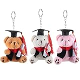 HOMSFOU 6 Piezas Llavero de Oso de Graduación de Peluche Portátil y Decorativo de Poliéster para Fiesta y Hogar, Estilo Simple y Encantador para Niñas