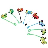 PENIKOKO 8個 シリコン製ストローカバー 柔軟で耐久性のある防塵ストローキャップ な恐竜カートゥーンデザイン 持ち運び便利でパーティーや