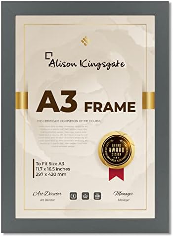 Alison Kingsgate A4 Rustic Frame With Clear Perspex Front & Wall Mounted Hook- A4 Rustic Picture Frame in Size 29.7x21cm A4 Rustic Photo Frame - Rustic A4 Frame (Rustic)