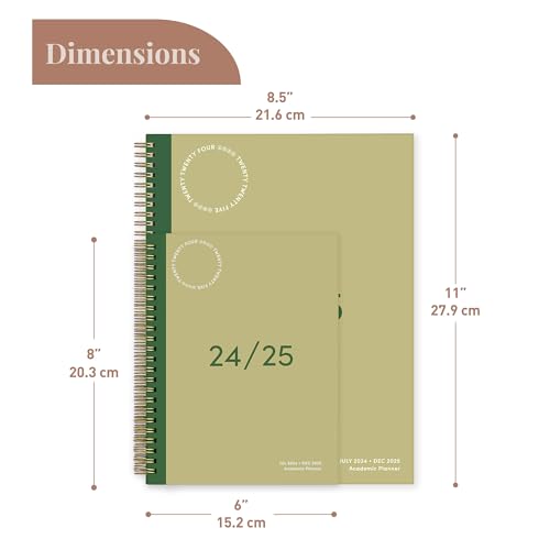 Riley's Planner 2024-2025 Academic Year, 18-Month Simple Weekly Planner - Streamlined Weekly & Monthly Agenda Planner, Sturdy Cover, Notes Pages, Twin-Wire Binding (8.5 x 11 inch, Green) - Thumbnail 5
