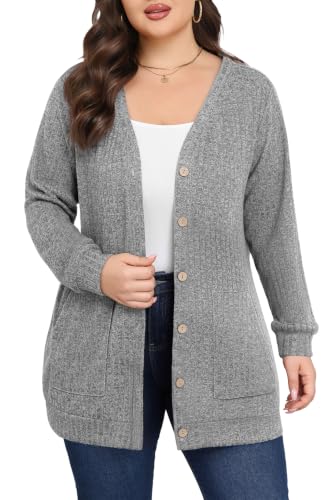 Lastshe Women Plus Size Cardigan Fall Thin Sweaters