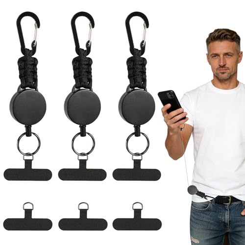 GFUEIGJ Handysicherung Outdoor Ausziehbar 3 Stück Einziehbares Handy-Sicherungsband Handy Sicherung Diebstahl Handykette Halterung für Outdoor Wandern Radfahren