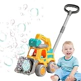 Macchina Bolla Bulldozer Giocattolo - Macchina Schiuma Automatica Da 25 Cm, Soffiatore Di Bolle Luminoso Led, Girello Educativo A Spingere | Apprendimento Interattivo Per L'età Prescolare,