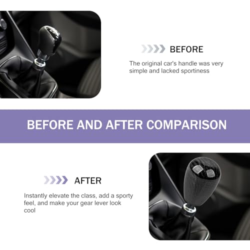MOXRUQ Carbon Fiber Gear Shift Knob, Universal Manual/Automatic Shifter with 3 Thread Adapters, Cool Design Shift Lever Knob Head, Sporty Interior Upgrade for Most Cars (Carbon)