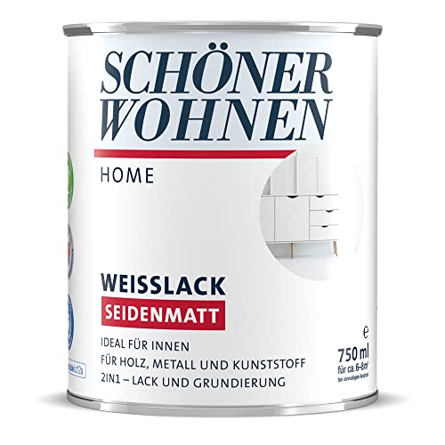 Schöner Wohnen Weisslack DurAcryl Weis Seidenmatt, 0,75 Ltr. ausreichend bei einmaligem Anstrich 6-8 m²