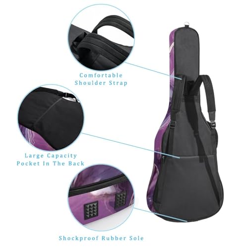 Housse guitare acoustique imperméable texture marbre violet 108cm