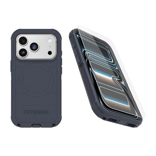 OtterBox iPhone 18 Pro & iPhone 17 Pro (Only) Bundle: Defender Series Case & Screen Protector - Vintage Indigo Dream (Blue & Black) - Case Only - Snaps on MagSafe - Tough - Rugged & Durable by OtterBox - Used condition - US$63.16