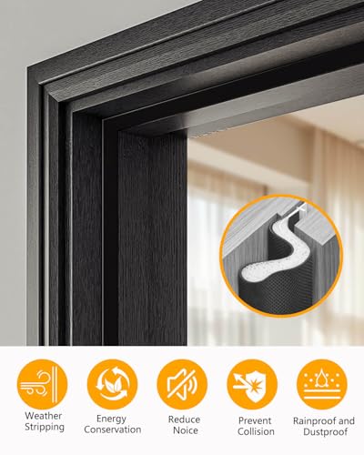 19.7FT Weather Stripping Door Seal: Sound Proof Draft Blocker Kerf Weather Stripping for Exterior Front Door, Large Gap Seal, Easy to Install (Balck) — view 6