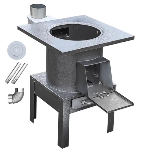 Forno a Legna Portatile con Cassetto Raccogli Cenere Stufa per Tendas da Campeggio Materiale in Ferro Stufa da Esterno per Cucine Rurali, Campeggio All'aperto, Giardini di Ville