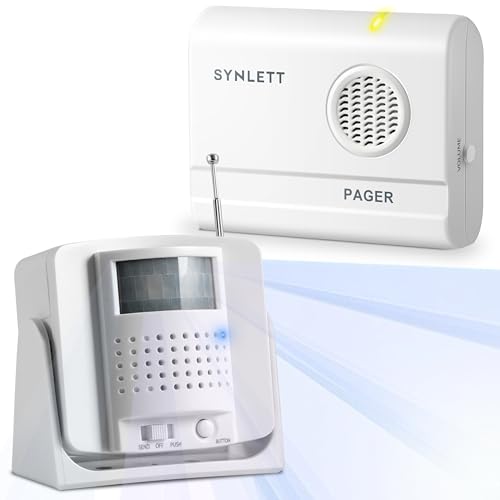 SYNLETT Buscapersonas con 1 Sensor de Movimiento y 1 Pager Portátil Sistema de Alarma de Cama para Ancianos Teleasistencia Prevención de Caídas Hogar Residencias