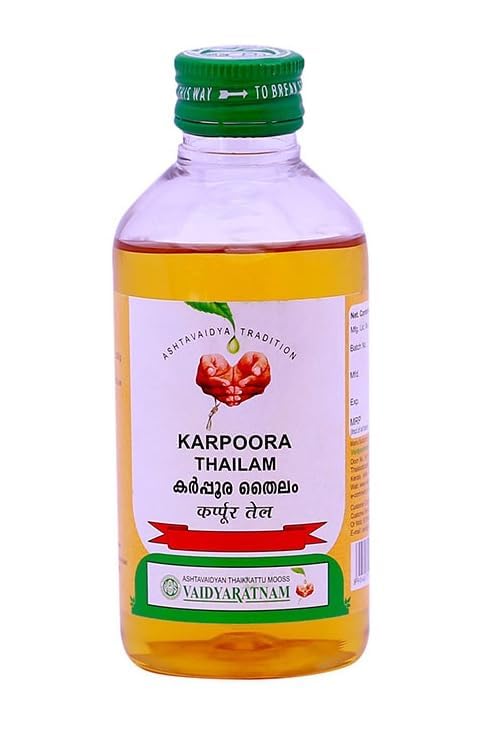 Vaidyaratnam Oushadhasala Karpoora Thailam (Oil) (200ml) - by pharmacylife
