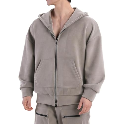 Veste à capuche doublée en polaire chaude veste daim homme