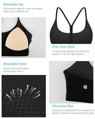 Image of RUNNING GIRL Sports Bras for Women,Y-Back Medium Support Workout Sports Bra Padded Racerback Supportive Bras Push up(WX3048 Black M)