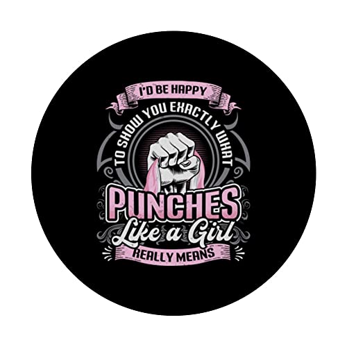 Show You What Punches Like A Girl Means Karate Girl PopSockets Swappable PopGrip, Black - Image 3