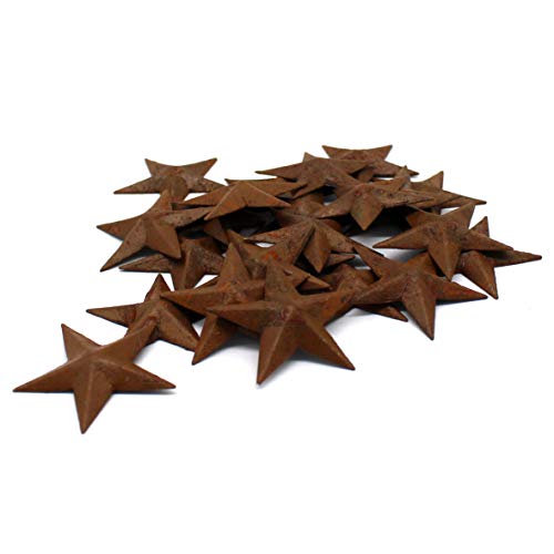 CVHOMEDECO. Primitives Rustikales Landhausdekor. Rusty Mini Metal Barn Star Home Dekorative Akzente, 3,8 cm, 24 Zoll Set Cover