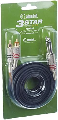 Adam Hall Cables K3TPC0300 Kabel Audio, Czarny, 3 m, 2 x Cinch Męski na 2 x 6,3 mm Jack Mono