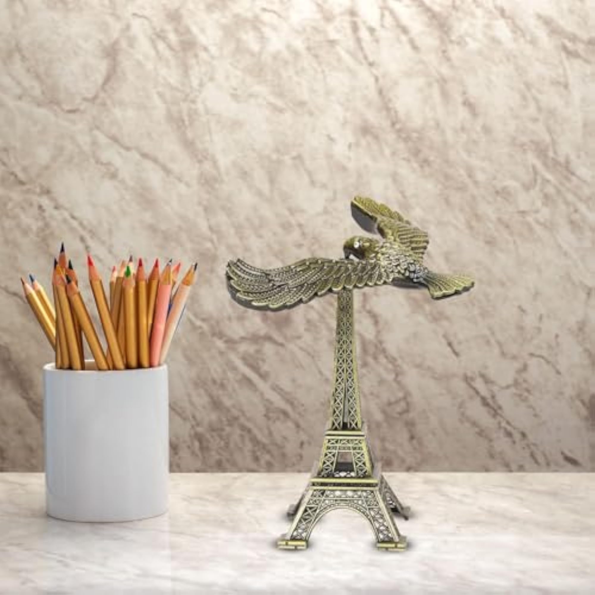 Metal Eiffel Tower Balance Eagle Showpiece
