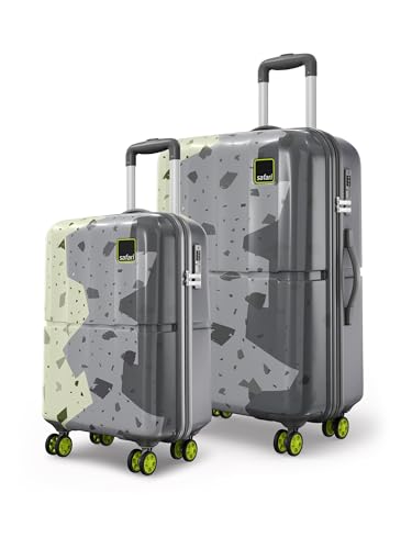 Image of Safari Tazzo 8 Wheels Set of 2 (Cabin + Medium) Trolley Bag, Hard Case Polycarbonate, 360º Wheeling Small Check in Luggage, Suitcase for Travel, Trolley Bags for Travel, Printed