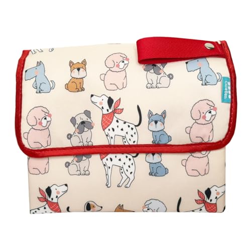 Trocador Fraldas Bebe Portátil acolchoado e impermeavel DOGS BEGE, com alça, do Rn a 4 anos - Cici e Ben