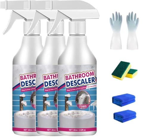 Limpiador de espuma descalcificador de baño, spray limpiador de espuma descalcificadora de baño 2025, spray de espuma de limpieza de enjuague multiusos, limpiador de baños para ducha, vidrio