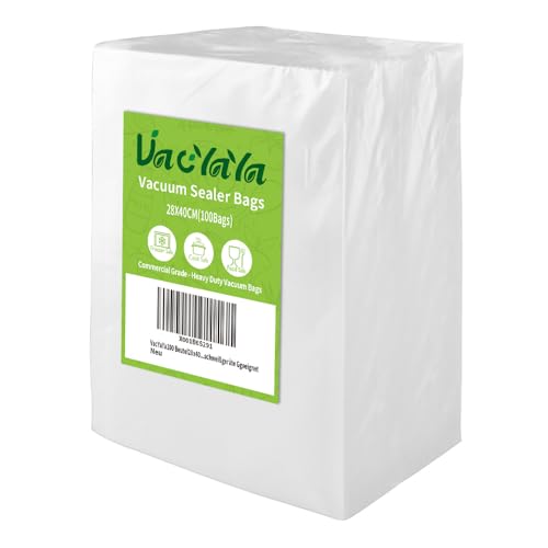 VacYaYa 100 Bags28x40cm Vacuum Food Sealer Machine Freezer Storage Bags,Vac Seal a Meal Bags with BPA Free and Heavy Duty Sous Vide Vaccume Seal PreCut Bag