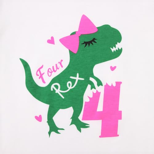 SOFEON Toddler Baby Girl Birthday Cake Smash Outfit T-Rex Dinosaur Short Sleeve T-Shirt Colourful Tutu Skirt Set 1-6Y4